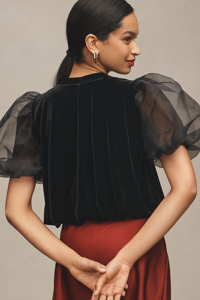 Maeve Puffärmel-Samt-Bluse #1