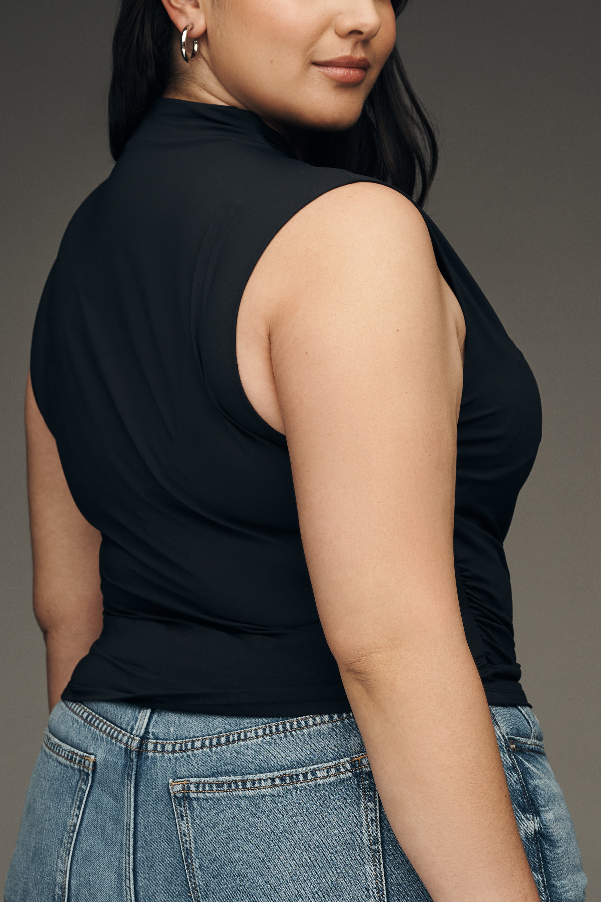Wrap Mock-Neck Muscle Tank — Image 5