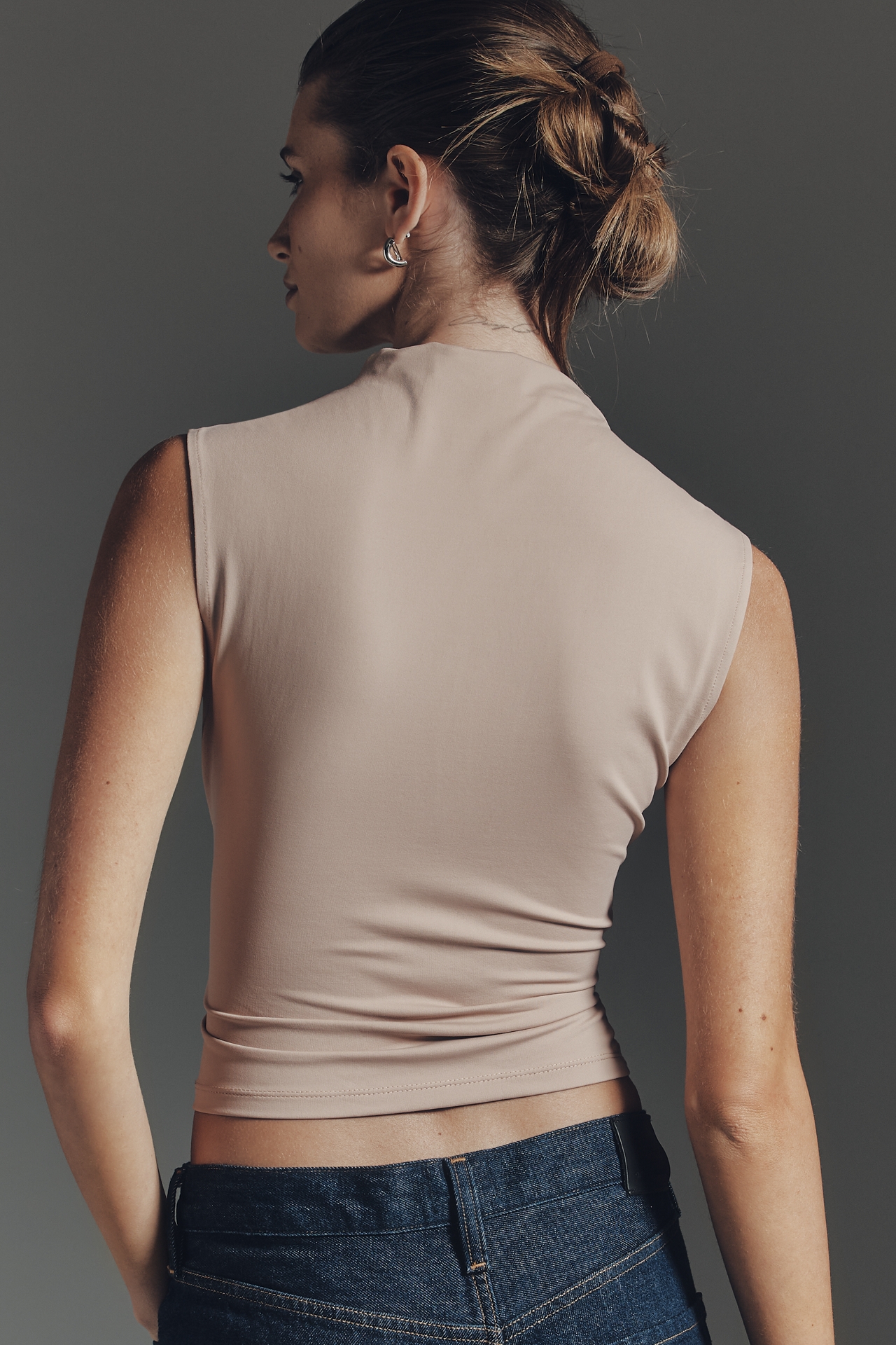 By Anthropologie Wrap Mock-Neck Muscle Tank