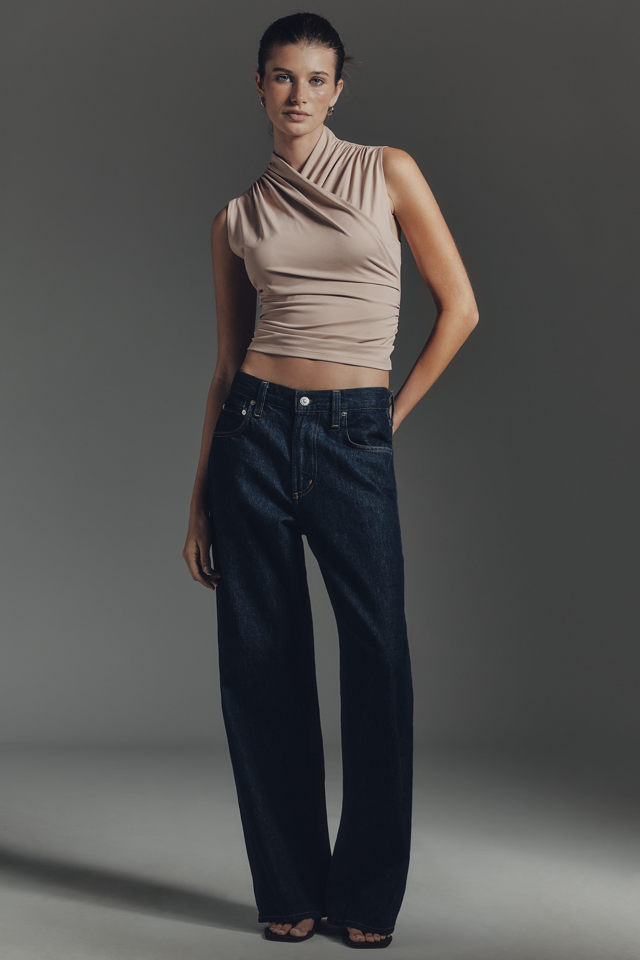 By Anthropologie Wrap Mock-Neck Muscle Tank