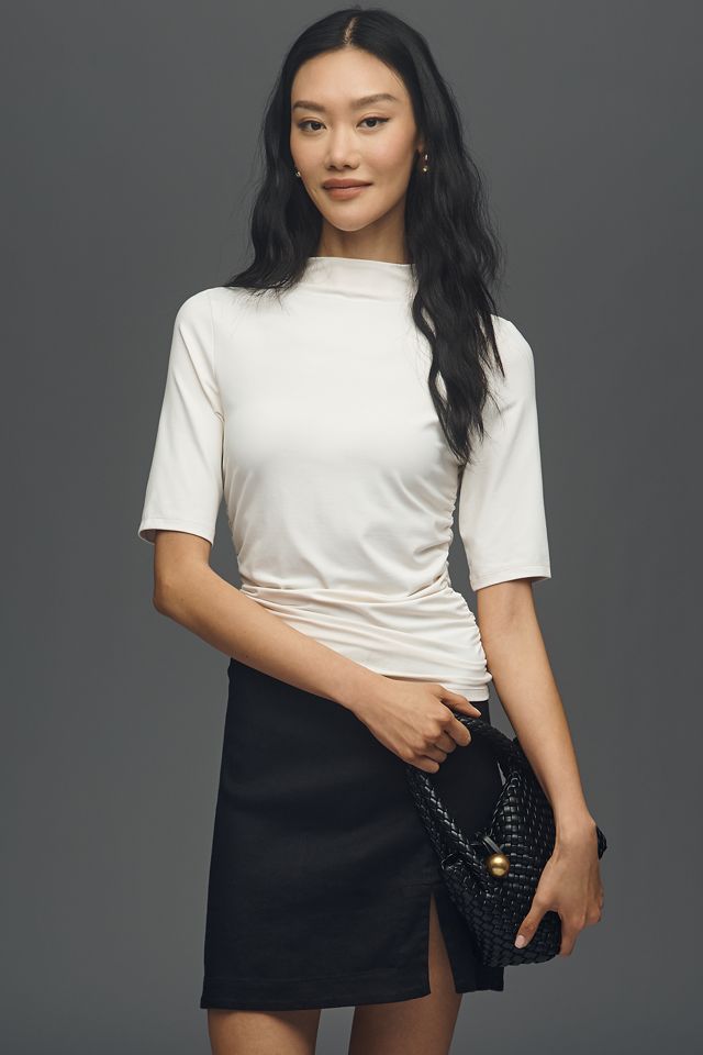 By Anthropologie Ruched Three-Quarter Sleeve Top #1
