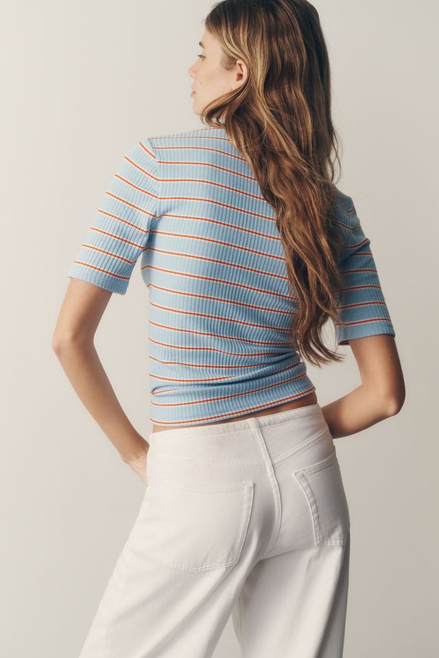 By Anthropologie Ribbed Mock-Neck Top #1