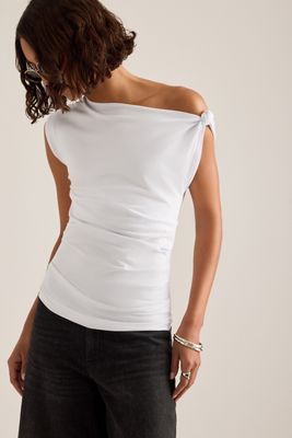 ESTHE Schulterfreies Jersey-Top mit Knoten