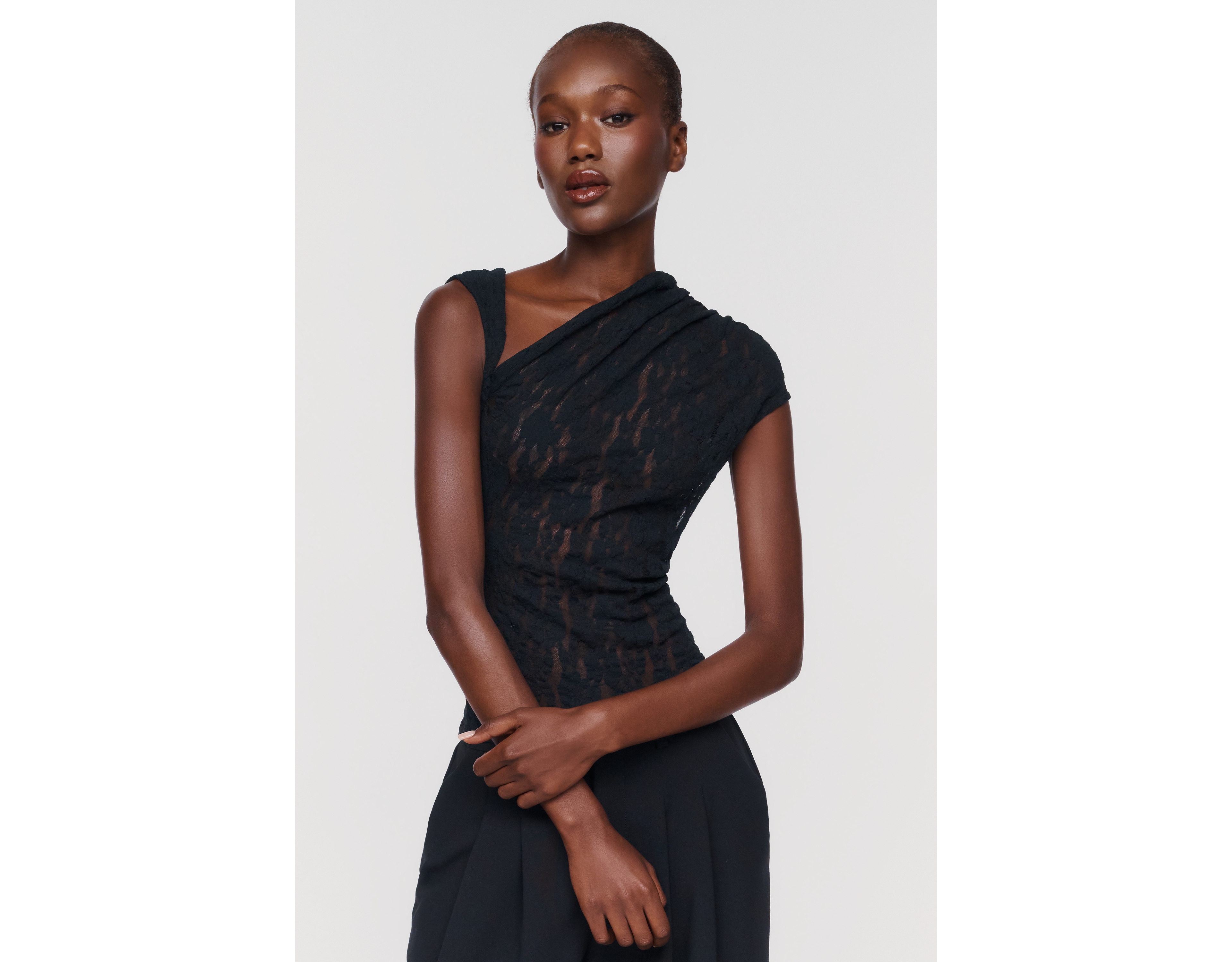 ESTHE Asymmetrical Lace Top