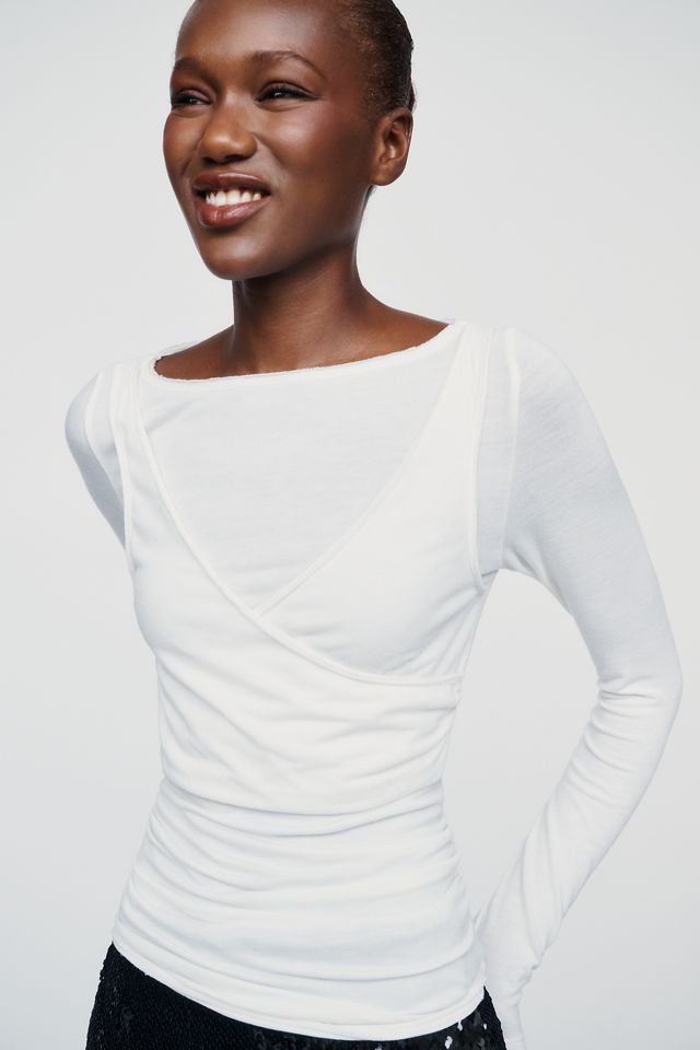 ESTHE Crossover Fitted Long-Sleeve Top #1