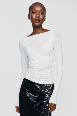 ESTHE Crossover Fitted Long-Sleeve Top