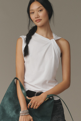 Derek Lam 10 Crosby Nia Asymmetric Twist Tee In White
