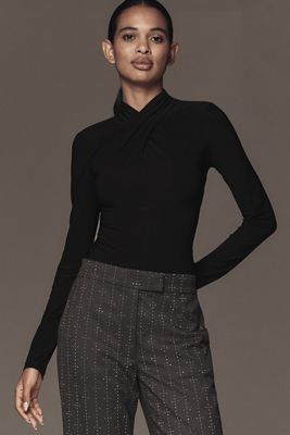 Derek Lam 10 Crosby Krini Long-Sleeve Twist-Neck Top