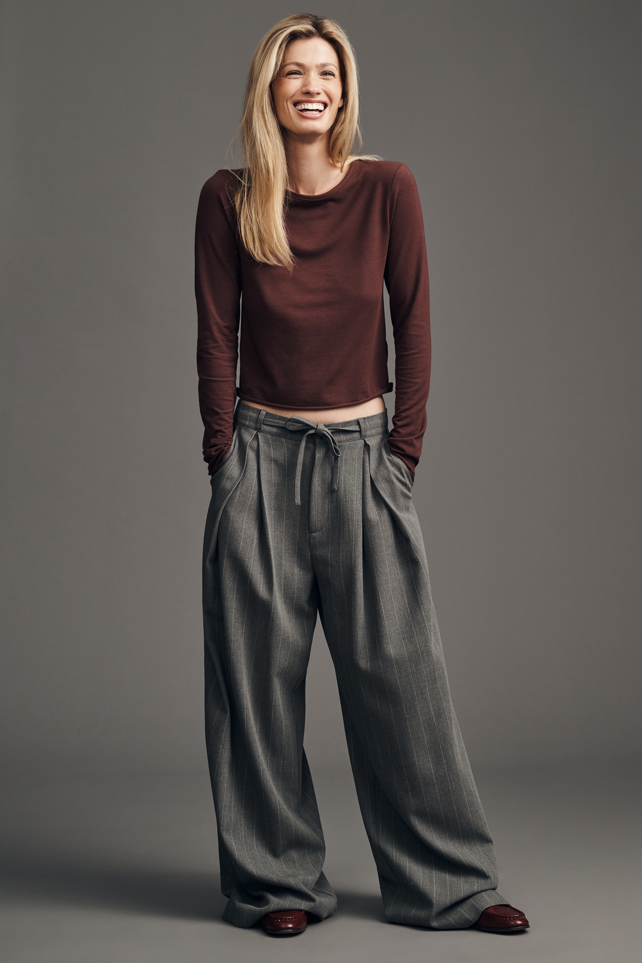 The Evan Long-Sleeve Raw-Edge Baby Tee