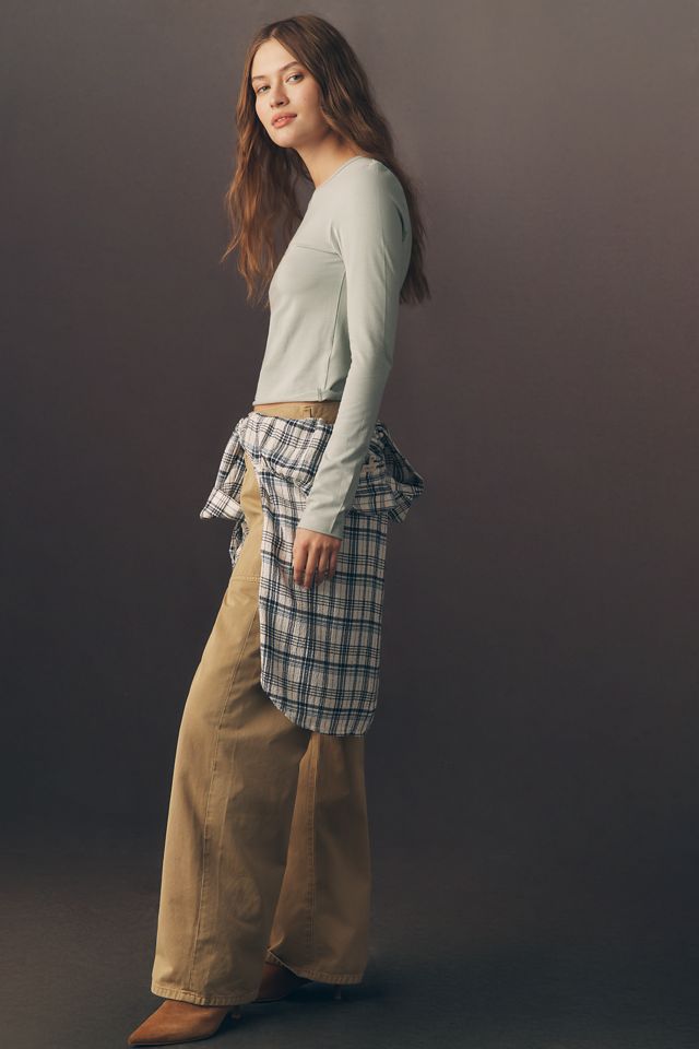 Evan Long-Sleeve Raw-Edge Baby Tee #1