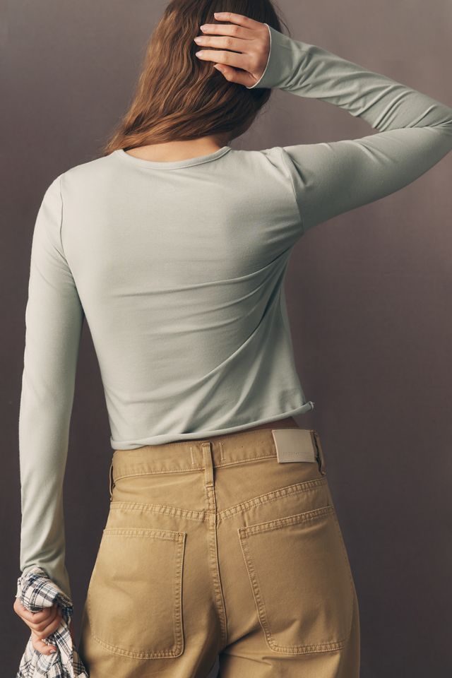 Evan Long-Sleeve Raw-Edge Baby Tee #3