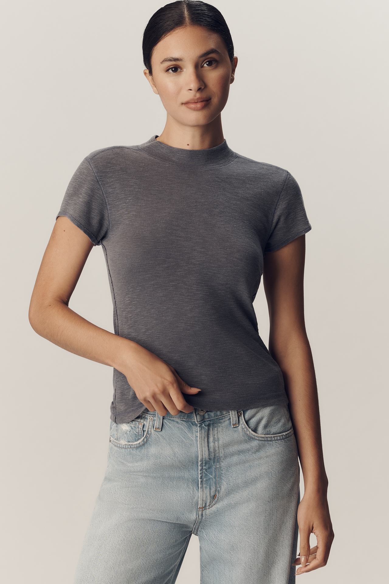 Pilcro Turtleneck Cotton Tee