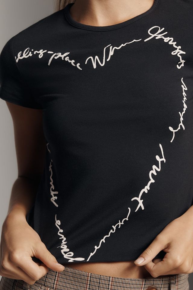 The Evan Short-Sleeve Graphic Raw-Edge Baby Tee #1