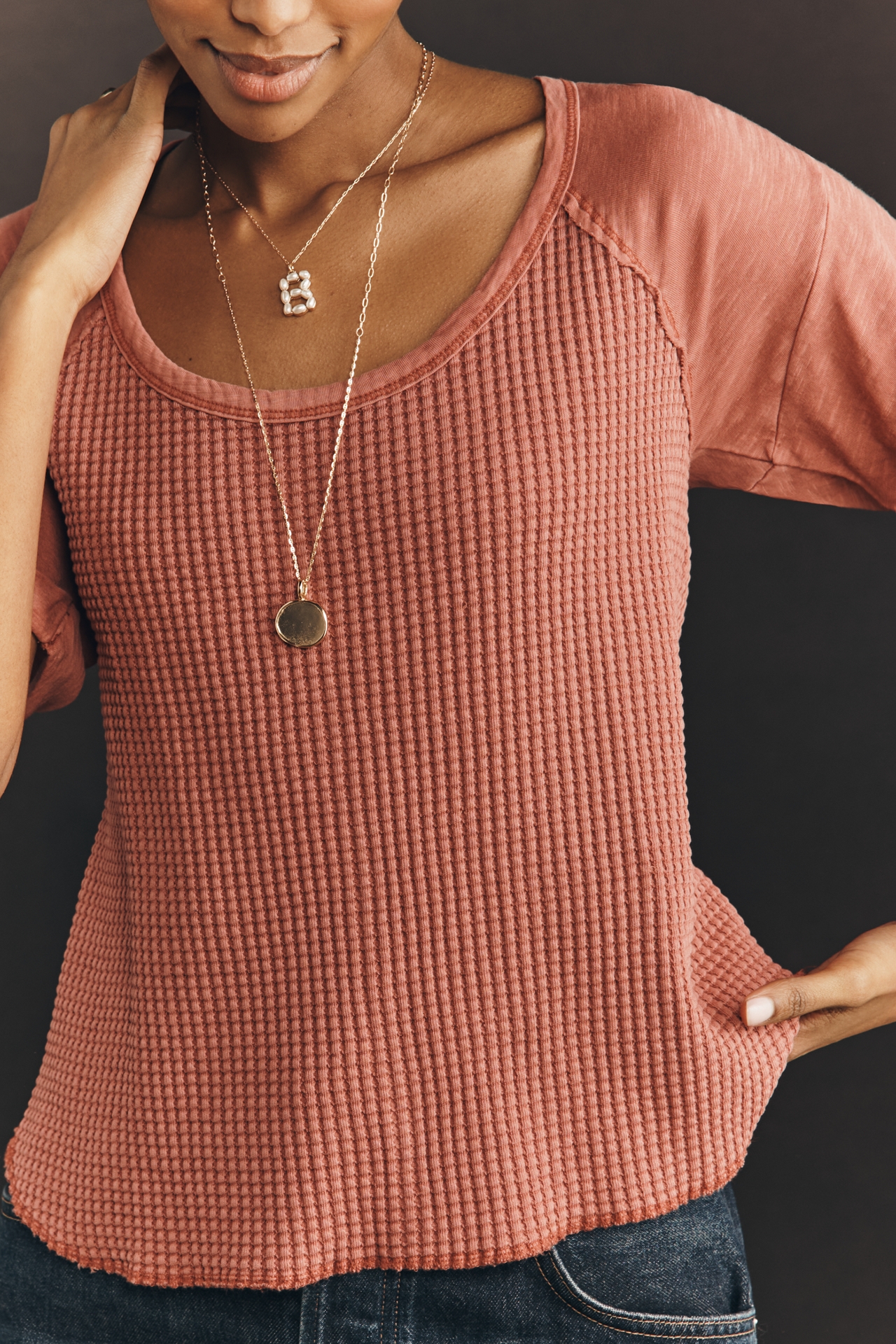 Pilcro Waffle Raglan Tee
