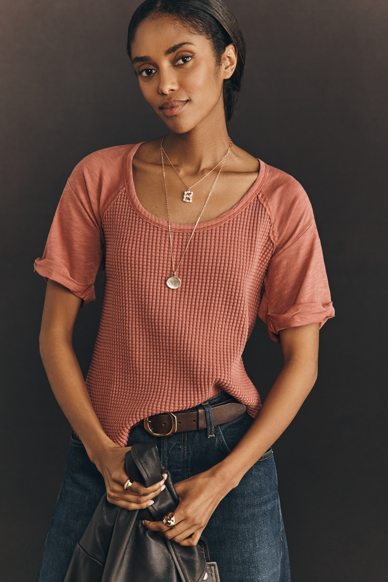 Pilcro Waffle Raglan Tee