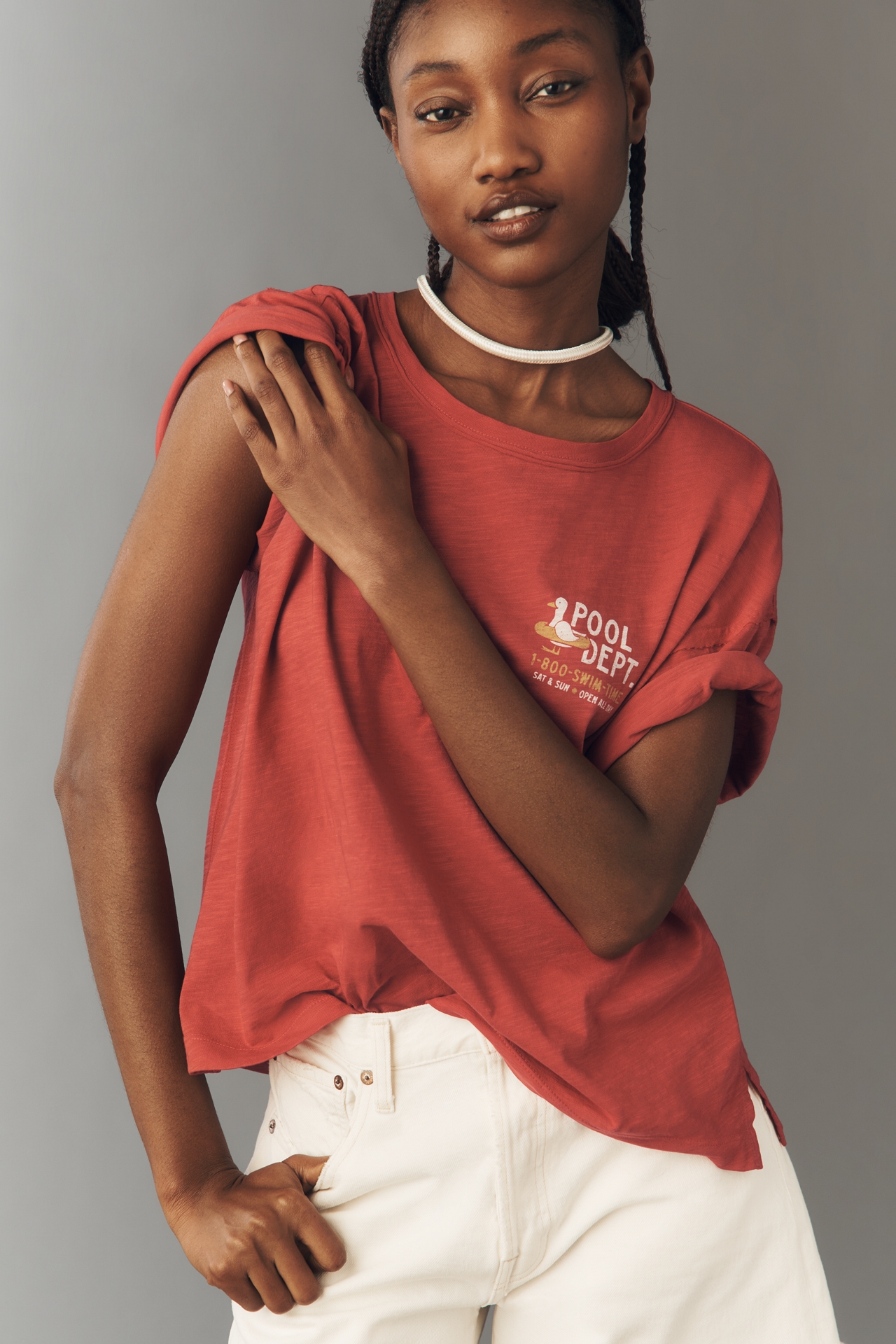 Pilcro Pool Rules Cotton Graphic Tee