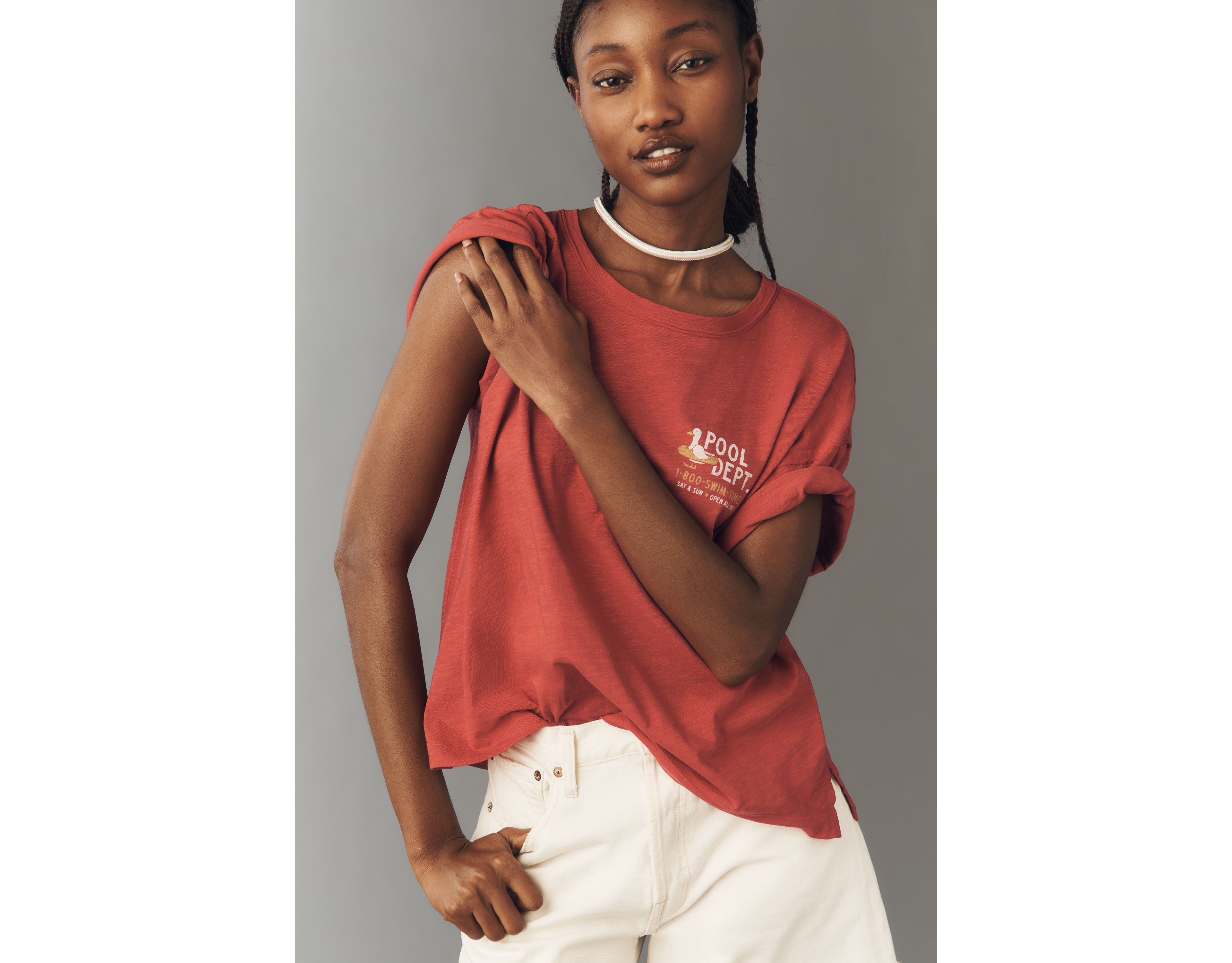 Pilcro Pool Rules Cotton Graphic Tee