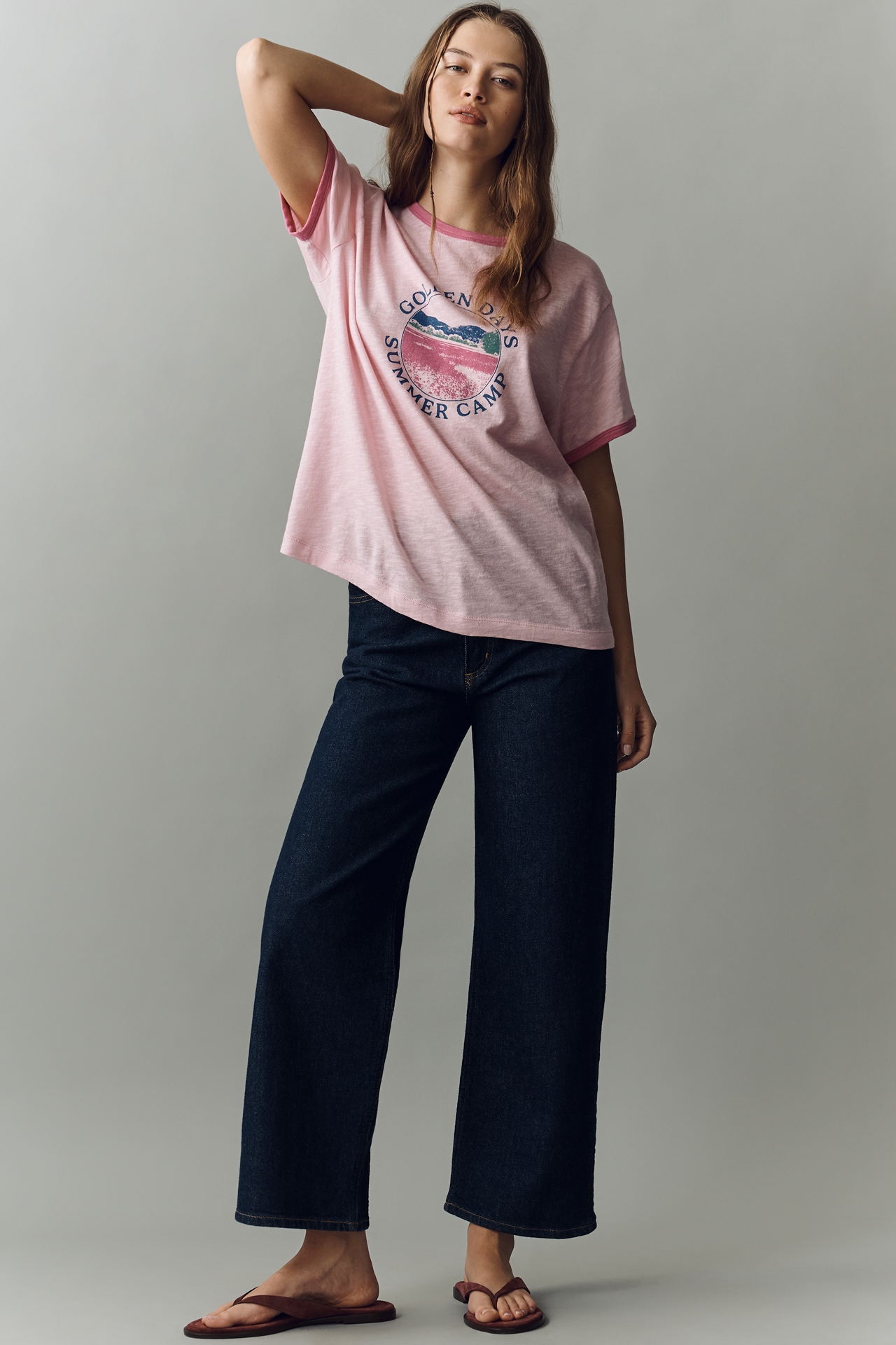 Pilcro Golden Days Cotton Graphic Tee