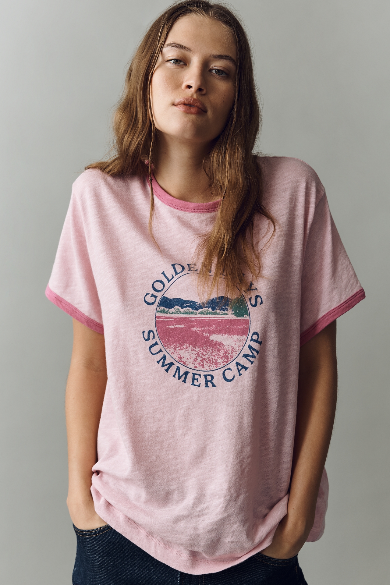 Pilcro Golden Days Cotton Graphic Tee