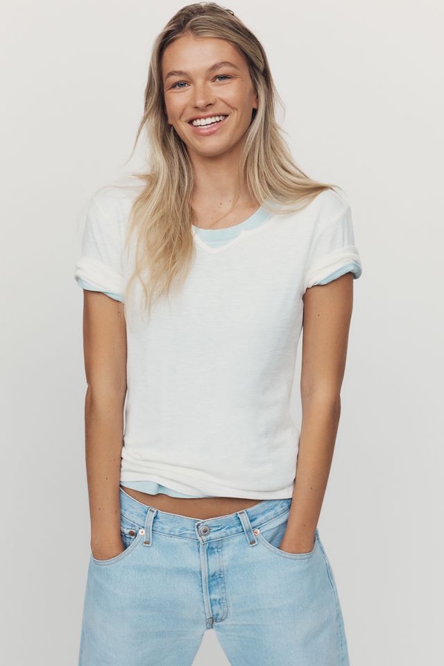 Pilcro Sable Notched Collar Tee #5