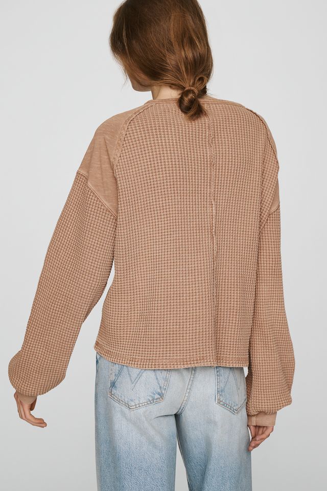 Pilcro 100% Cotton Waffle V-Neck Sweatshirt #1