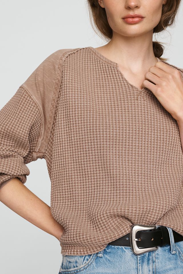 Pilcro 100% Cotton Waffle V-Neck Sweatshirt #2