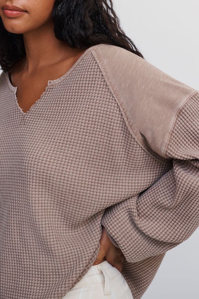 Pilcro 100% Cotton Waffle V-Neck Sweatshirt #5