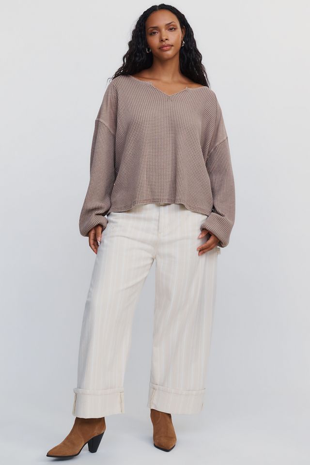 Pilcro 100% Cotton Waffle V-Neck Sweatshirt #7