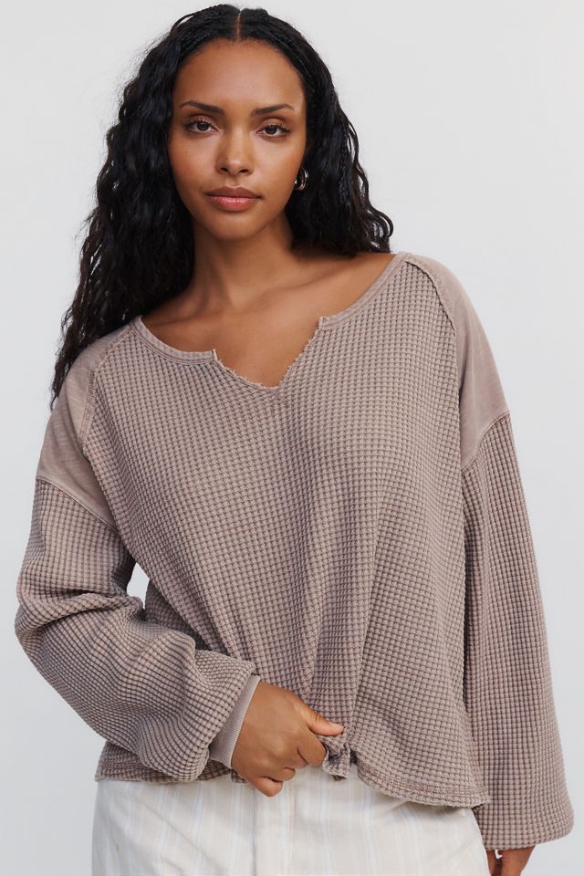 Pilcro 100% Cotton Waffle V-Neck Sweatshirt #4