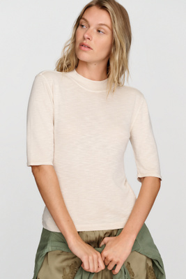Pilcro Cyris Cotton Blend Mock Neck Top by Anthropologie