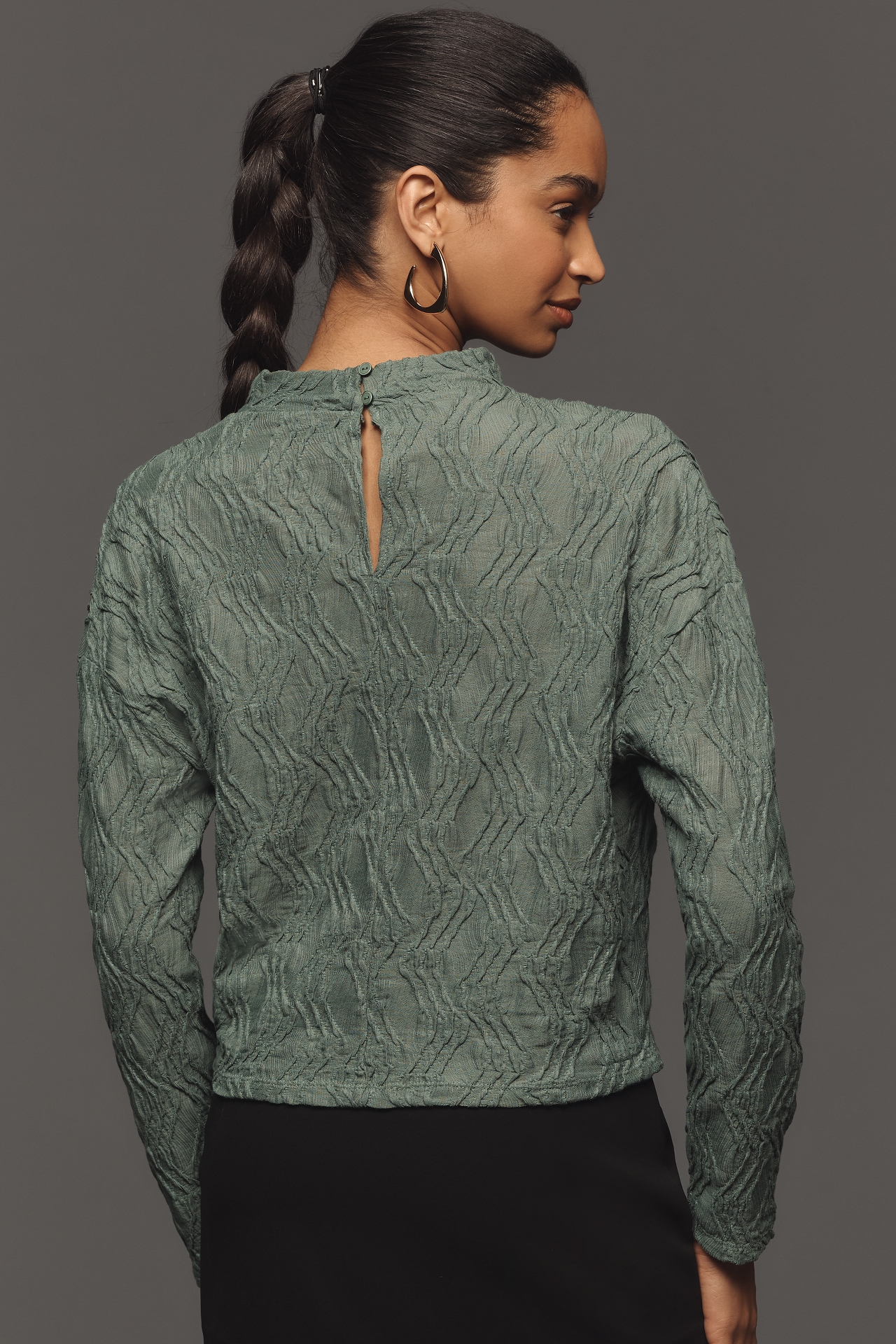 By Anthropologie Textured Funnel-Neck Top