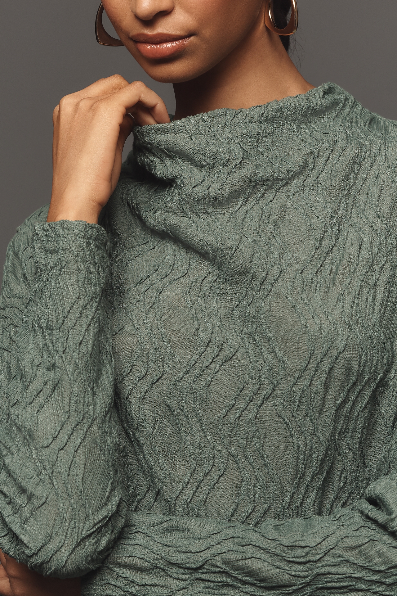 By Anthropologie Textured Funnel-Neck Top