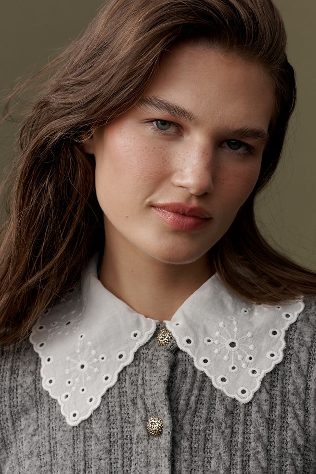 Maeve Lace-Collar Cardigan Sweater #2