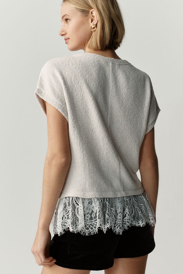 Maeve Ruffled Lace Tee #3