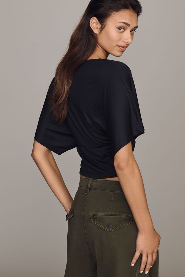 By Anthropologie Silken Flutter Sleeve Crop Top #1