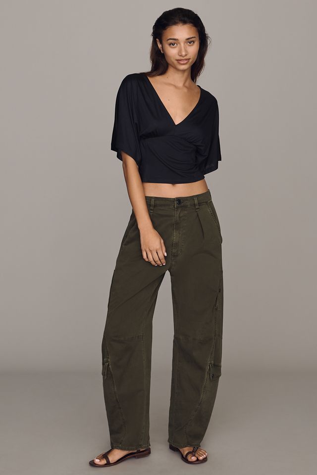 By Anthropologie Silken Flutter Sleeve Crop Top #2