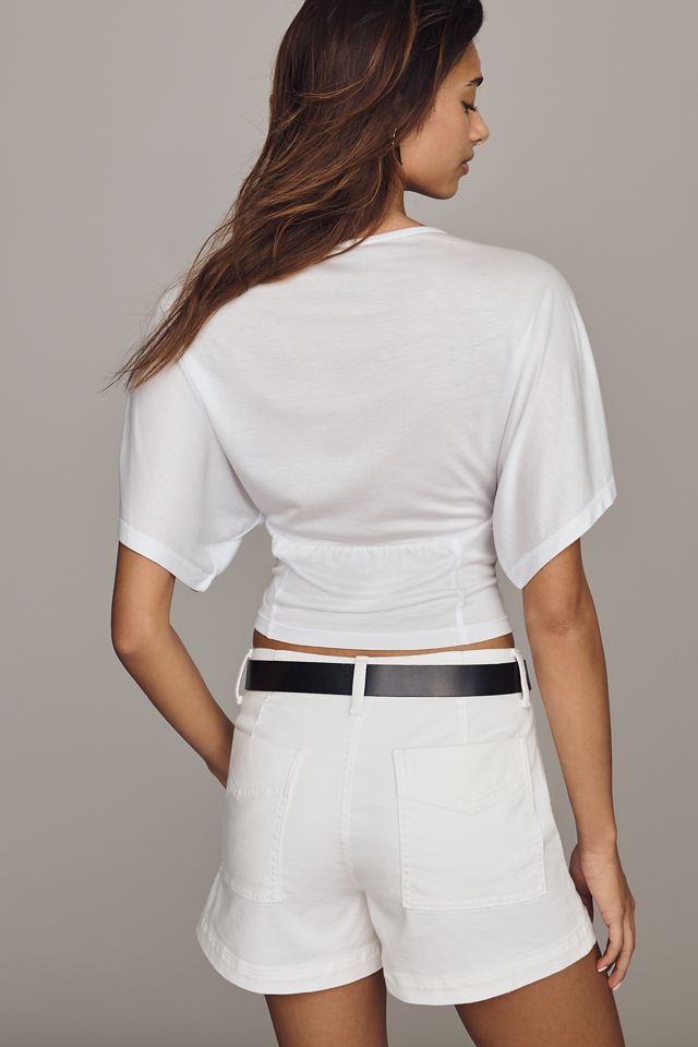 By Anthropologie Silken Flutter Sleeve Crop Top #1