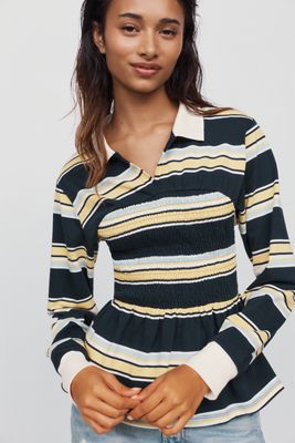 Maeve 100% Cotton Peplum Rugby Top