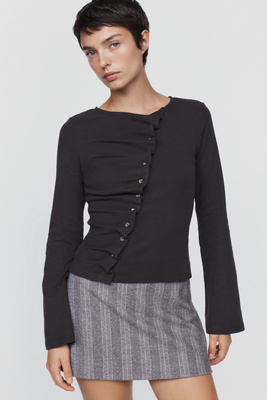 By Anthropologie Asymmetrical Button-Front Top by Anthropologie