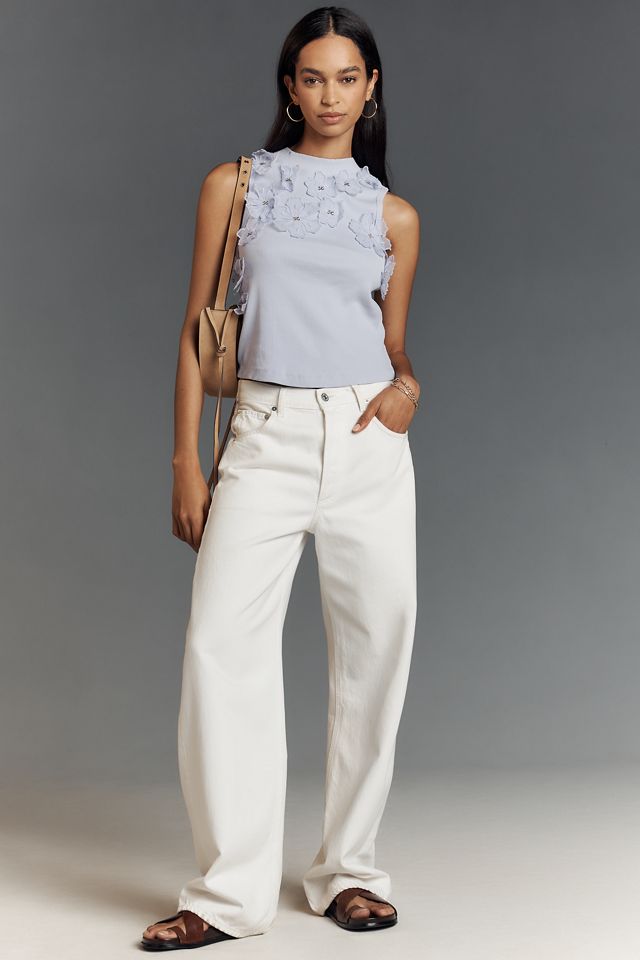 By Anthropologie Sleeveless 3D Floral Appliqué Top #2