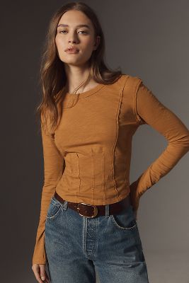 Pilcro Seamed Top In Yellow