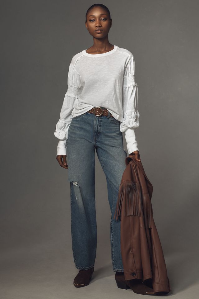 Pilcro Crew-Neck Ruched & Smocked-Sleeve Top #1