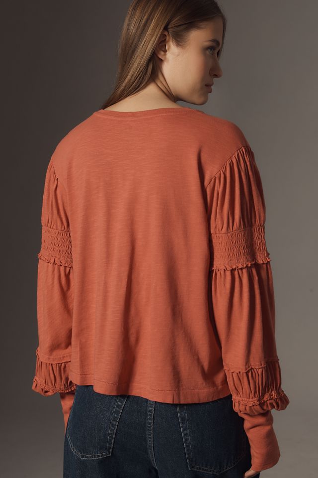 Top Pilcro con Cuello Redondo, Fruncido y Mangas Smocked #1