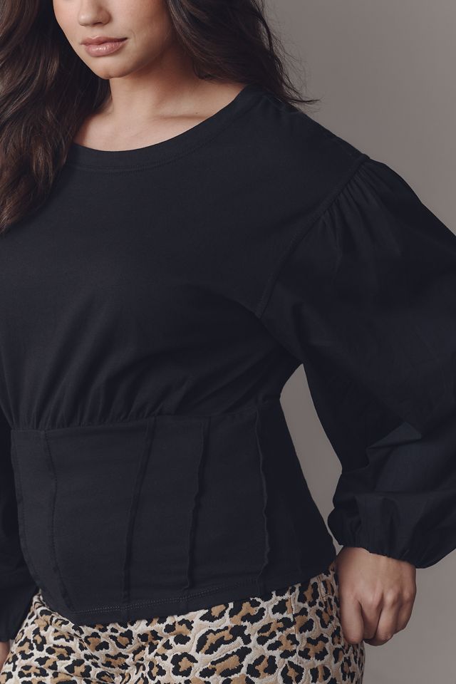 By Anthropologie Balloon-Sleeve Corset Top | Anthropologie UK
