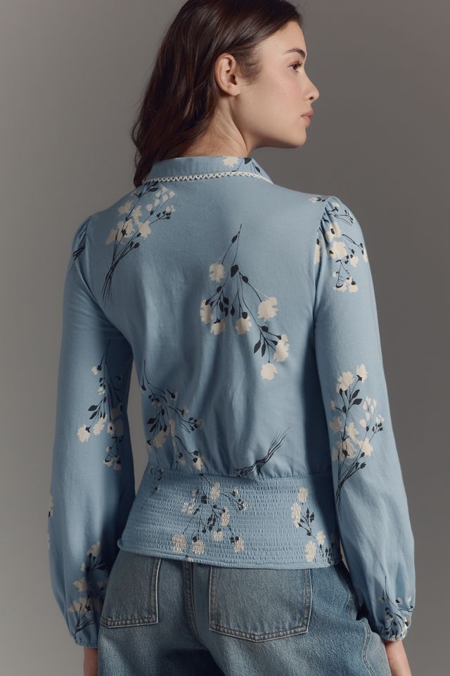 Maeve Smocked Buttondown Top