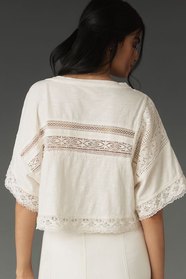 Pilcro Lace-Trim Crop Top #1