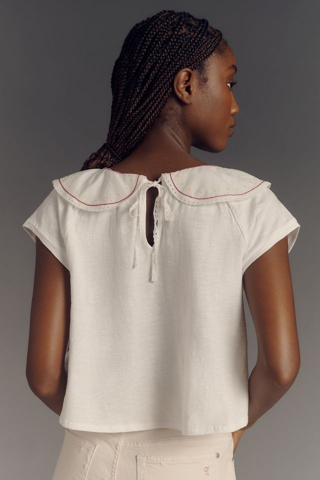 By Anthropologie Embellished Collared Top #1