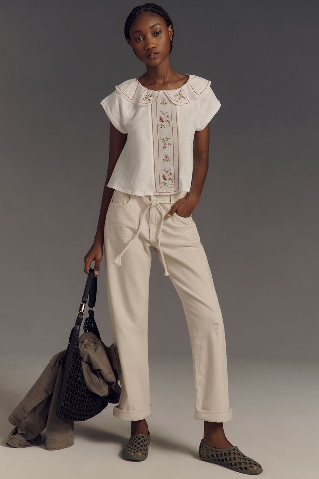 By Anthropologie Embellished Collared Top #2