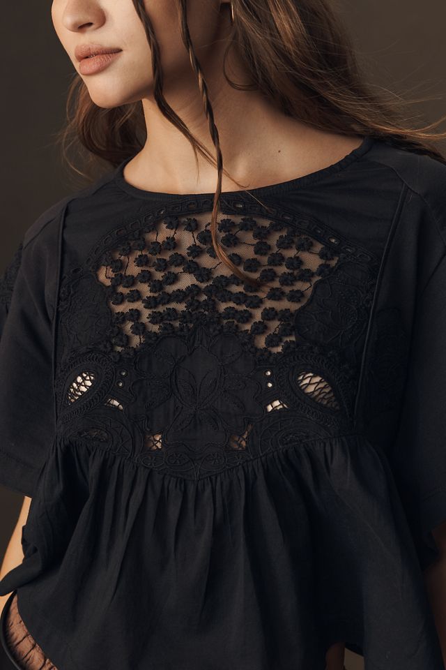 Maeve Short-Sleeve Embellished Swing Top #2