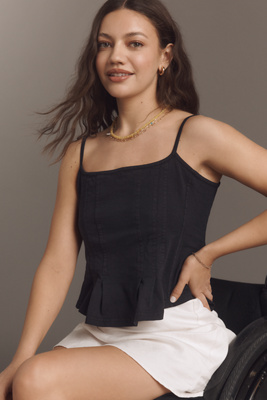 PILCRO PINTUCK SQUARE-NECK TANK TOP 